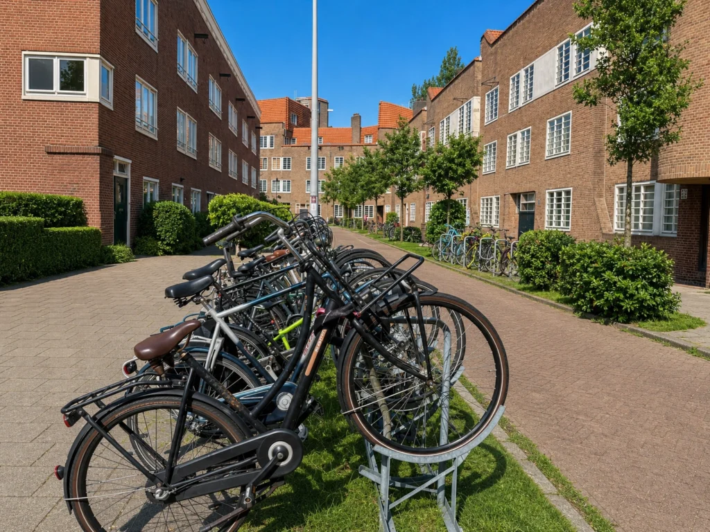 Bike Rack on a De Pijp Street in Amsterdam