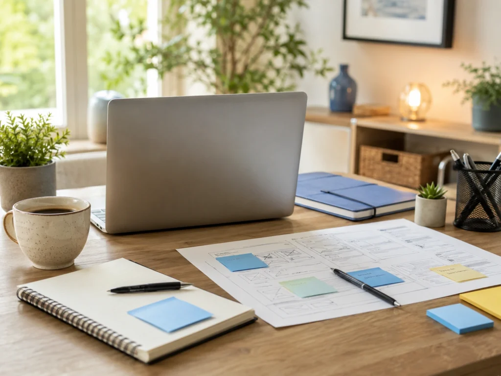 Business Planning with Laptop and calendar