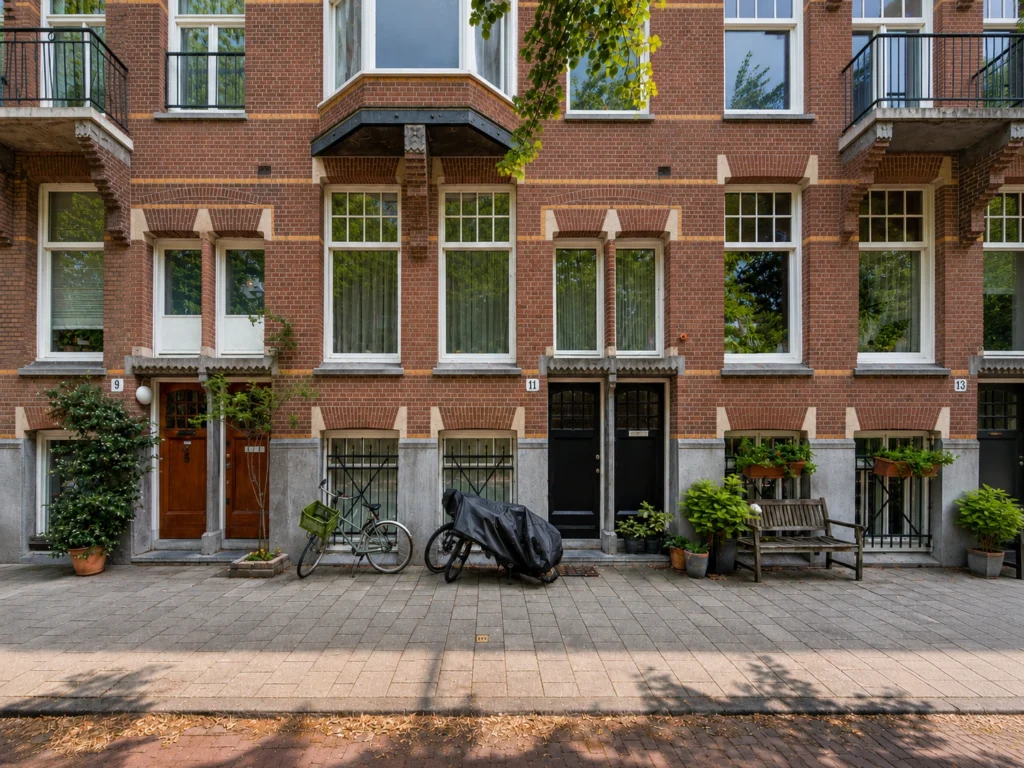 Row of Amsterdam townhouses near Vondelpark
